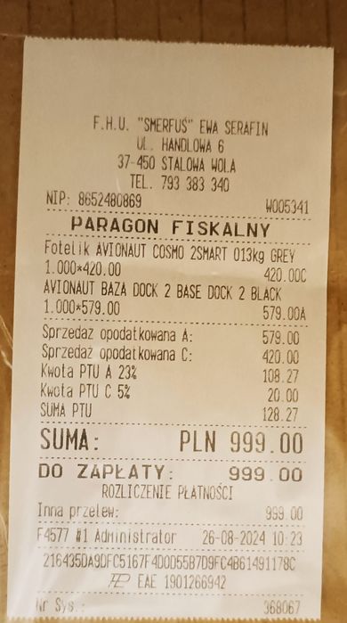 Fotelik samochodowy niemowlęcy Avionaut Cosmo 2.0 Smart szary z bazą