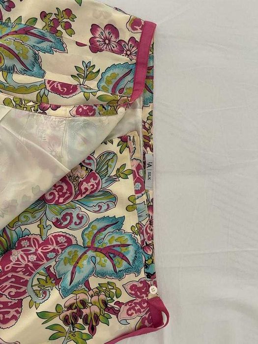 Saia de seda Lanidor Silk 38 traçada 2 botões cintura ajustável nova