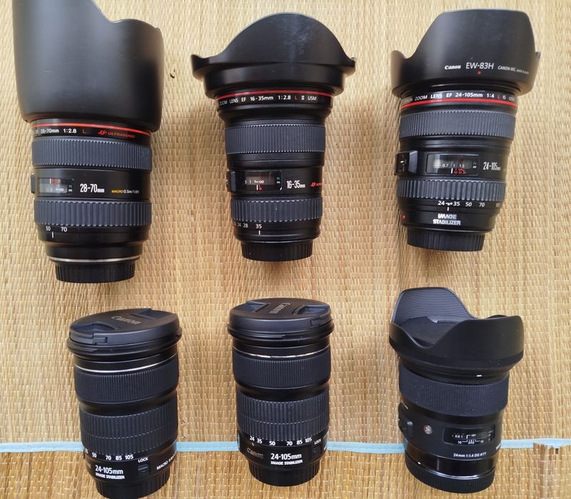 Canon 70-200, 24-70, 24-105, 70-300, 24mm