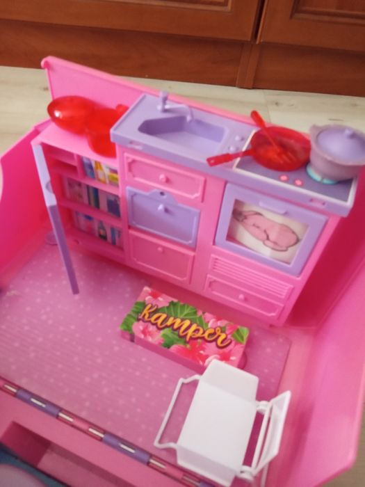 Kamper dla lalek barbie, rower i akcesoria duży samochód bus