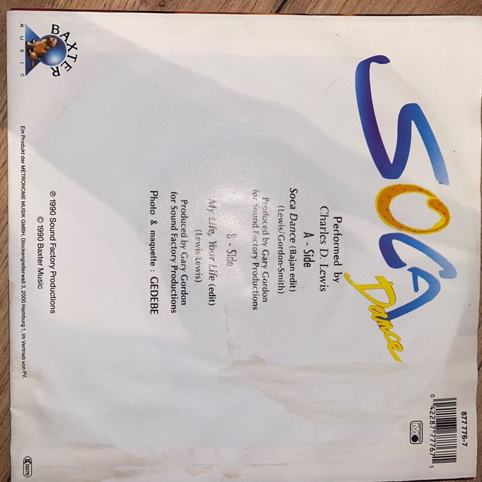 Charles D. Lewis - Soca Dance (Bajan Edit) - Winyl SP 7" - 1990