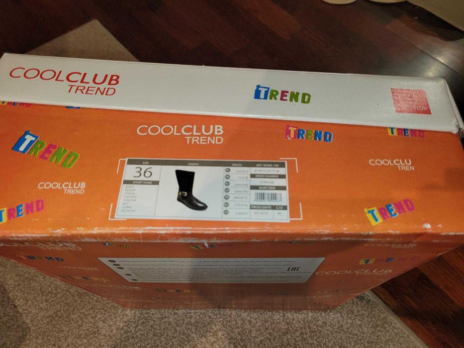Skórzane damskie kozaki Coolclub Trend w rozmiarze 36.