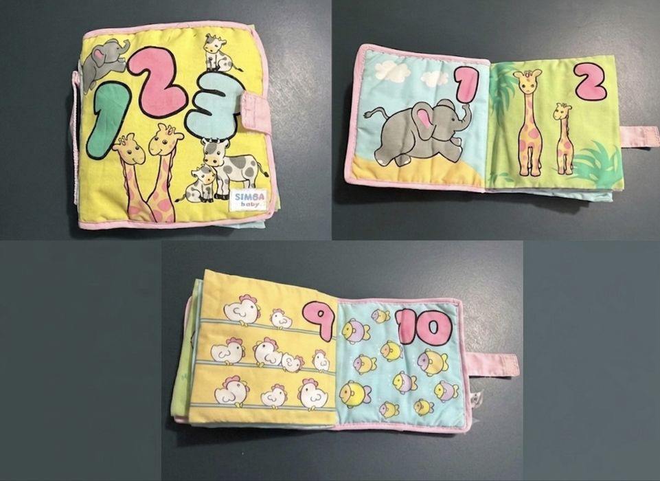 Livro de Pano Sensorial Simba Baby - Números e Animais (Como Novo)