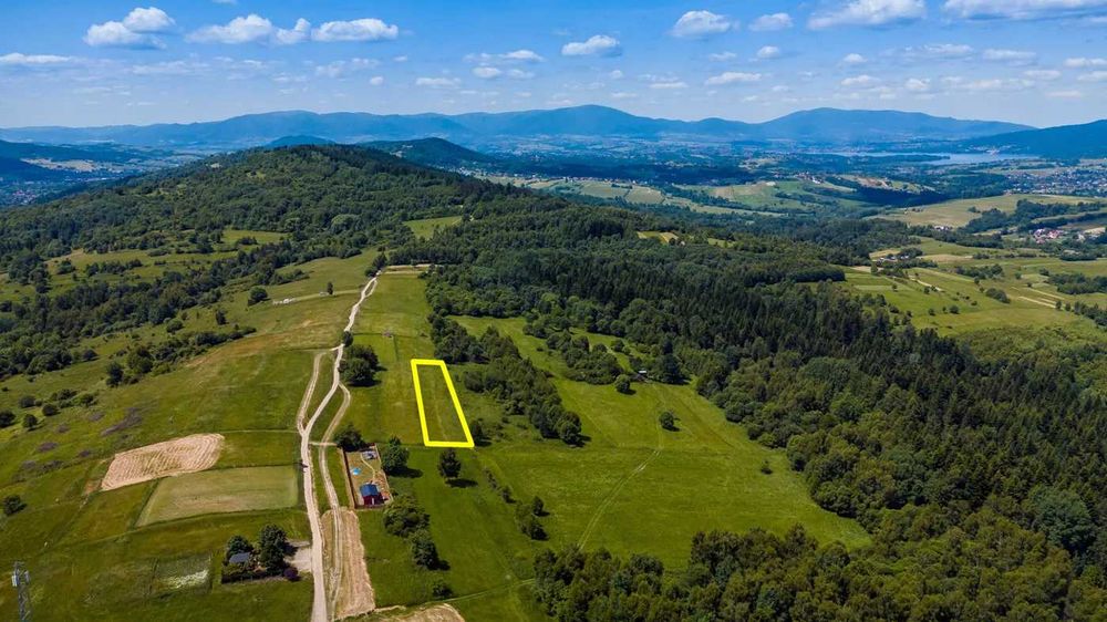 Gilowice – widokowa działka 2128 m² w Beskidzie Żywieckim z PRĄDEM!