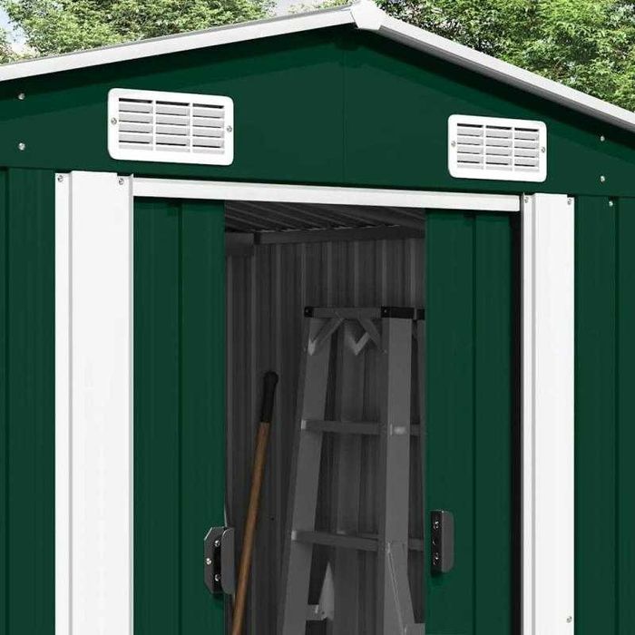Abrigo de Jardim Metálico 257x392x181 cm – Verde