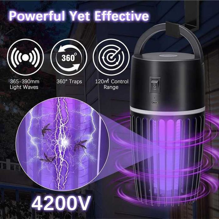 Lampa UV owadobójcza bezprzewodowa 4200V ogród/sypialnia nowa