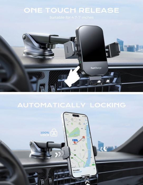 Ladowarka Samochodowa Uchwyt Na Telefon Bezprzewodowa M12 2w1