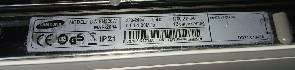 Maquina lavar loiça avariada Samsung DW-FN320W