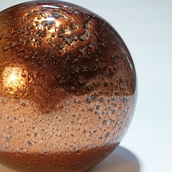 Candeeiro esfera vidro soprado cobre/dourado