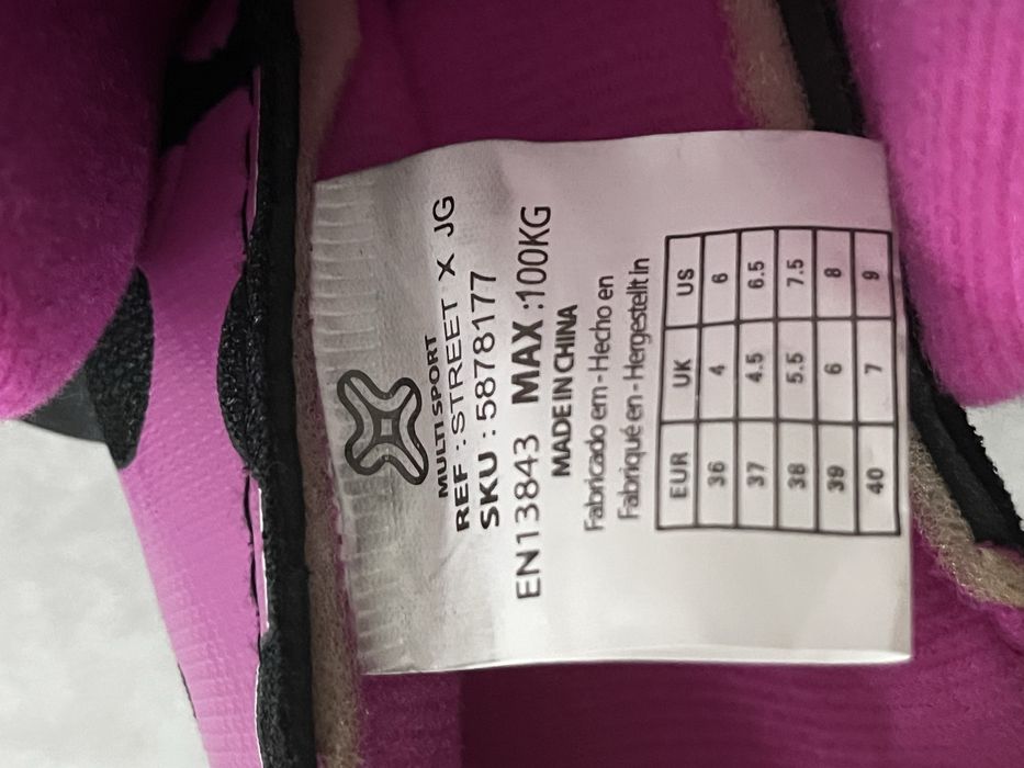 Patins Rosa e Preto Tamanho 36-40 Ajustáveis