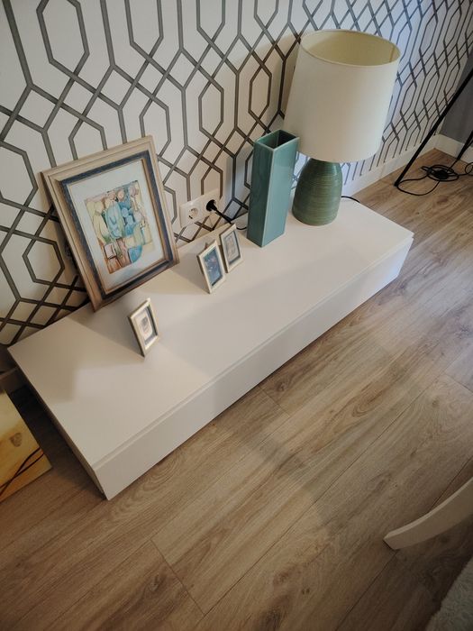 Móvel Suspenso Modular para Sala – Branco Lacado – Excelente Estado