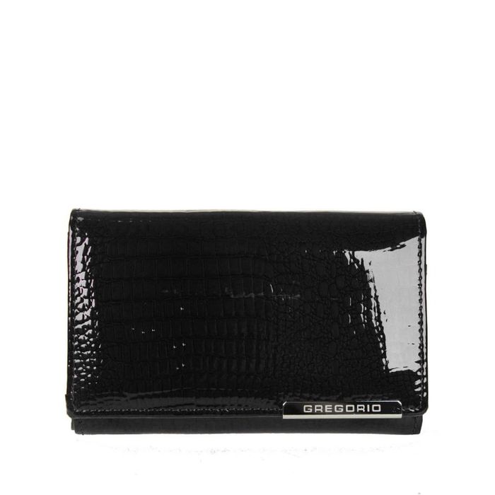 Portfel damski skórzany GREGORIO czarny wzór