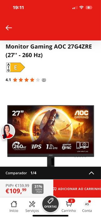 Monitor AOC full HD 260hz