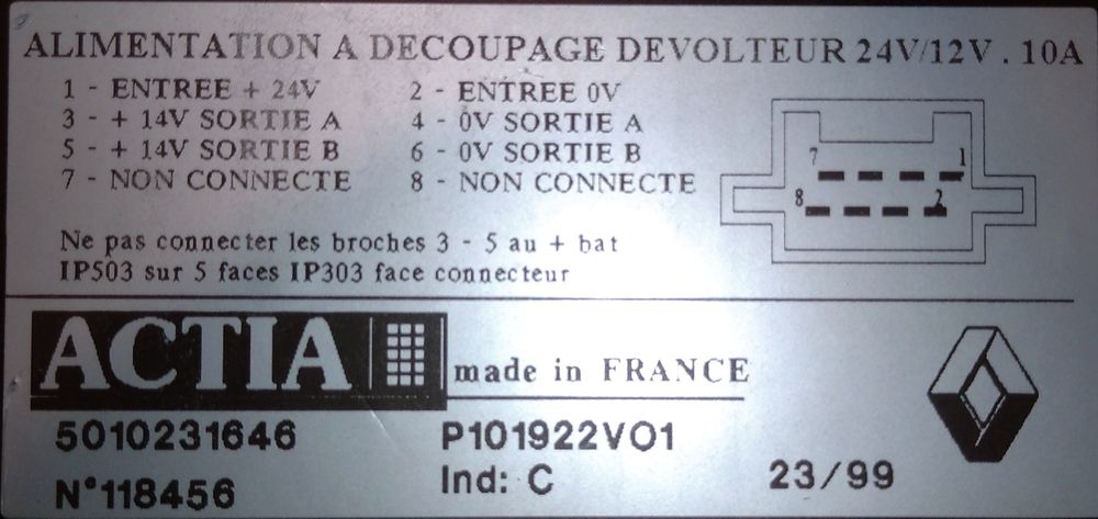 Оригінальний перетворювач 24V-12V / Renault Premium / Франція