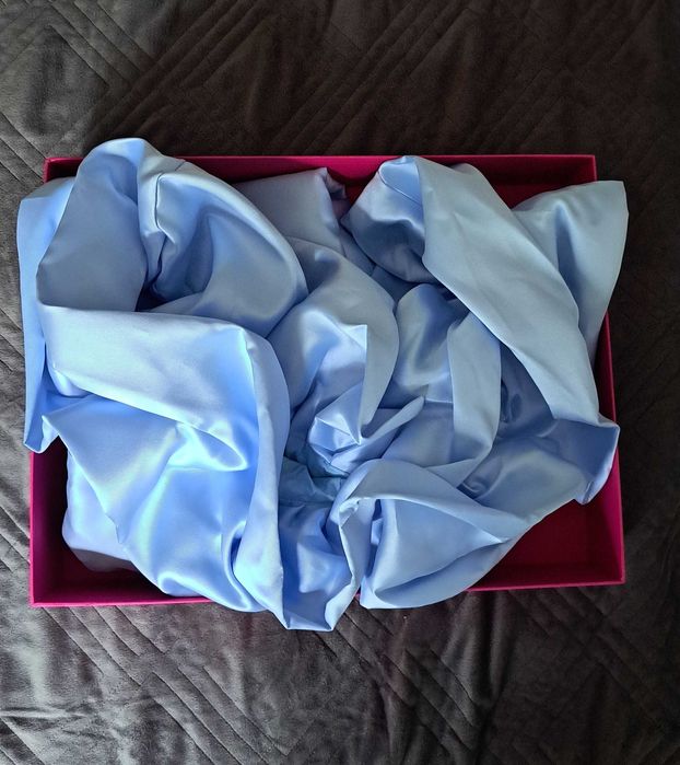 Vestido azul com folhos - de Gonçalo Peixoto - Tamanho L - Novo!