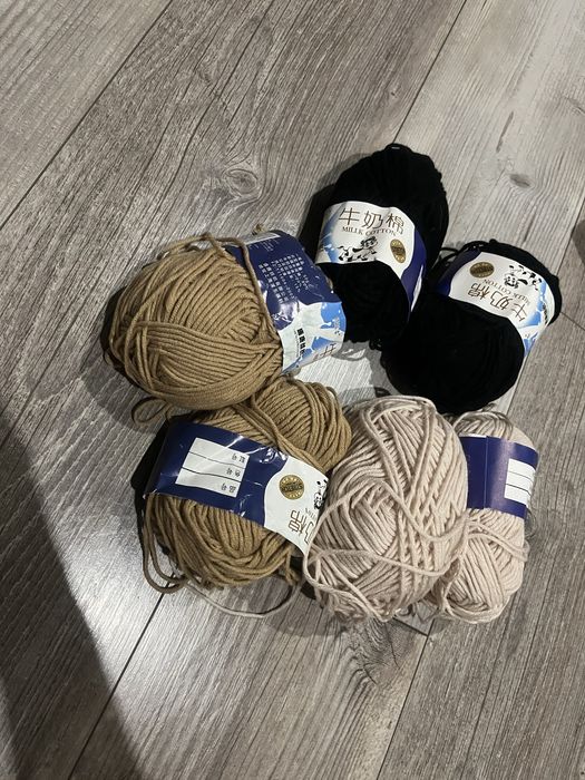 Zestaw 6 nowych włóczek bawełna + włókno mleczne