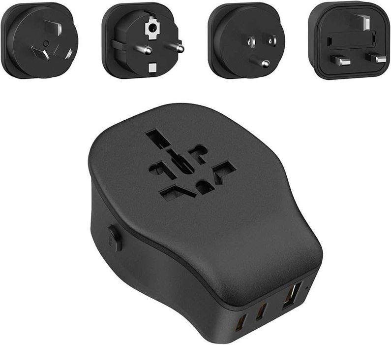 Uniwersalny Adapter Podróżny JSVER | 4x USB (C+A) | 150+ Krajów | NOWY