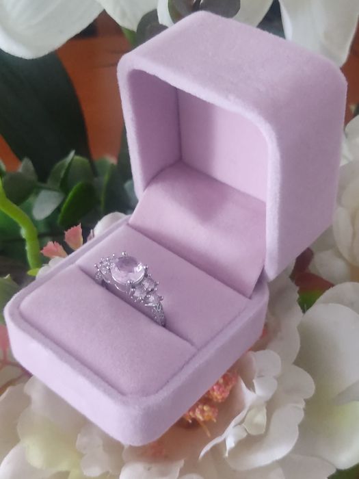 Anel Prata Zircônias Rosa