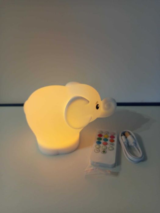 Słonik Silikonowa lampka nocna LED+ pilot