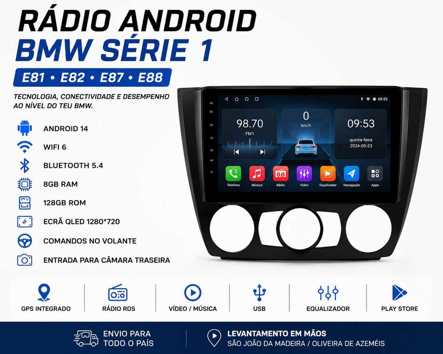 Rádio Android BMW Série 1 ( E81 / E82 / E87 / E88 )