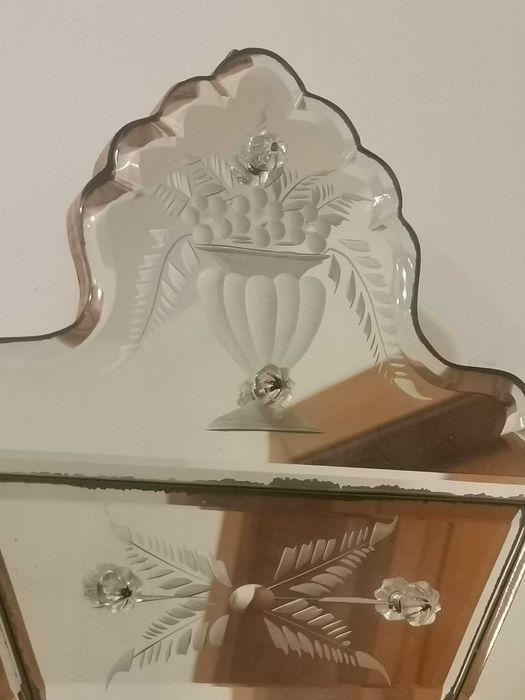 Stare włoskie lustro Murano, oryginalna naklejka