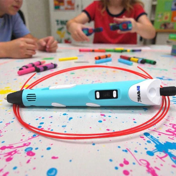 (PORTES GRÁTIS) Caneta impressão 3D azul/rosa - Nova