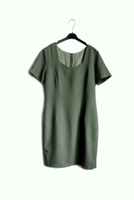 Sukienka 38 M ZIELONA khaki sukienki damskie prosta WESELE klasyczna