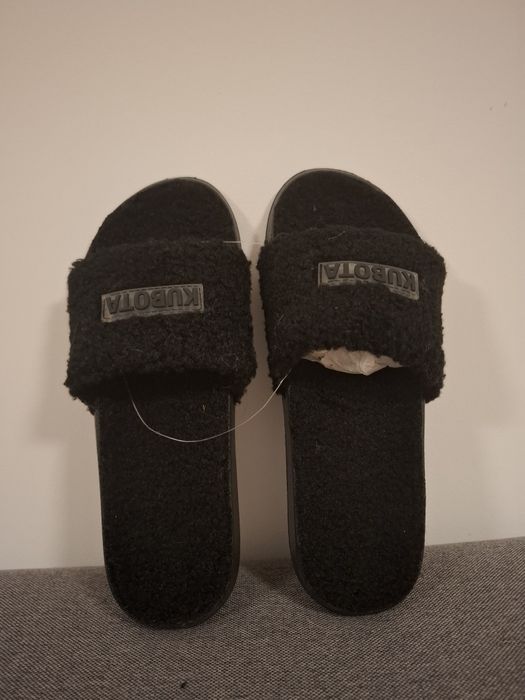 Klapki kubota 39 z wkładką baranek czarne