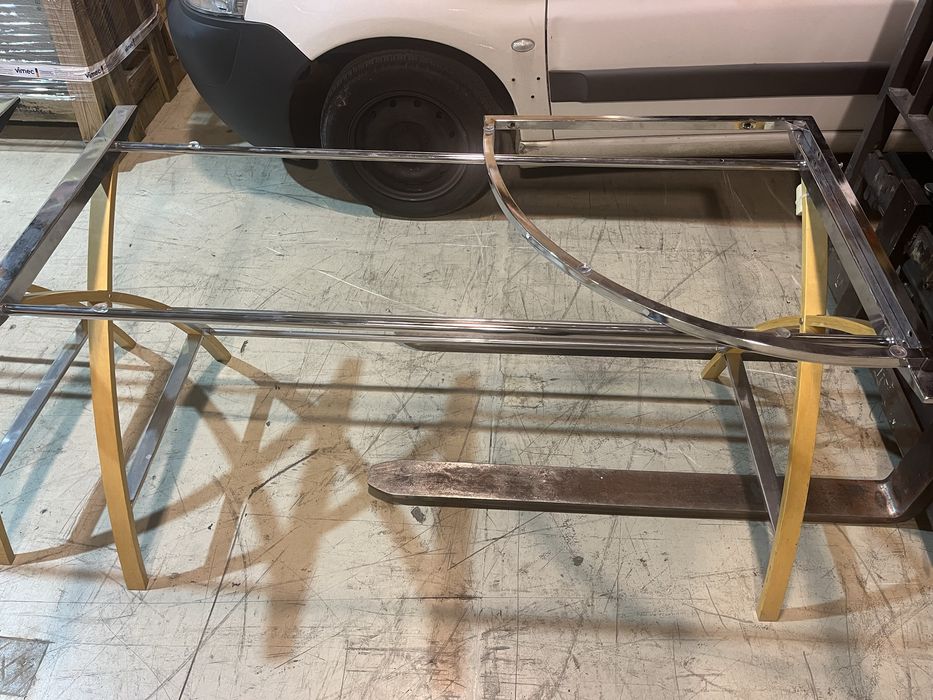 Conjunto 3 secretárias -Tampo vidro e Inox