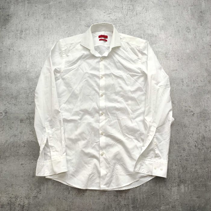 MĘSKA Koszula Elegancka Biała PREMIUM Garnitur Hugo Boss Klasyczna