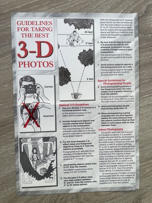 Caixa e manuais Nishika N8000 3-D 35mm Camera