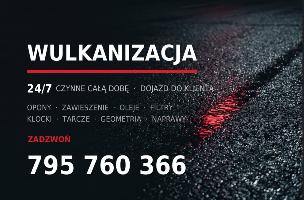 Oferuje naprawy mechaniczne i wulkanizacja