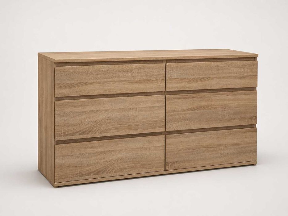 Cómoda grande 6 gavetas 153x82x50 cm – madeira/carvalho