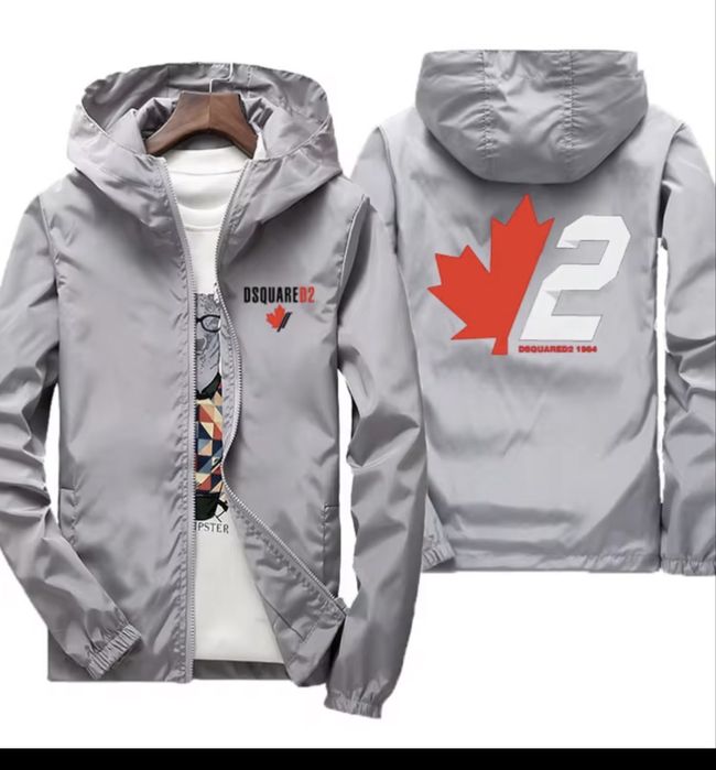 Kurtka wiatrowka z kapturem, wzor dsq, dsquared, L/XL