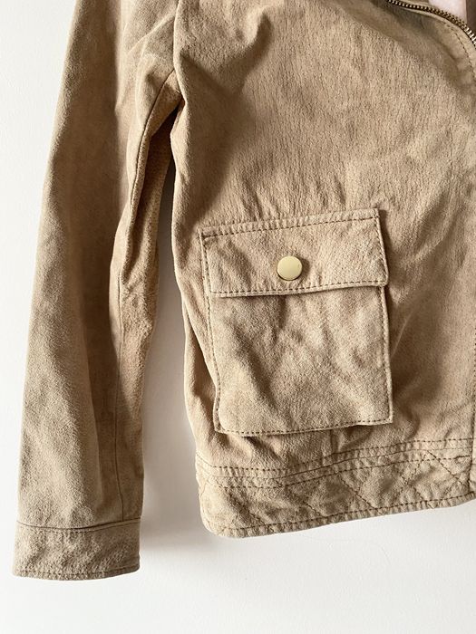 Mango skorzana zamszowa kurtka ramoneska