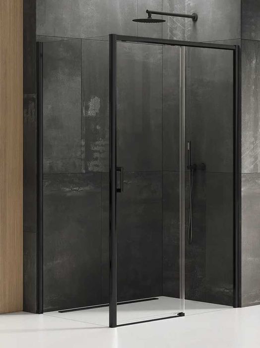 Bok od kabiny New Trendy Prime 120x80 czarna prawa d-0321a/d-0128b