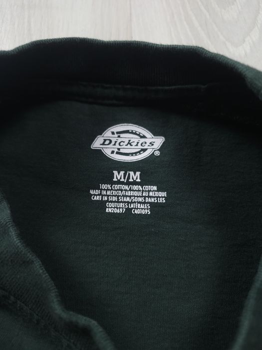 T-shirt Dickies verde-escura de manga comprida com bolso, 100% algodão