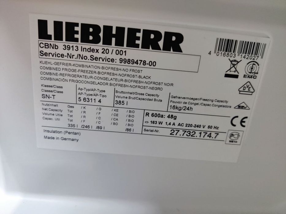 Екслюзив! Холодильник Liebherr CBNb 3913 в чорному кольорі! Німеччина.