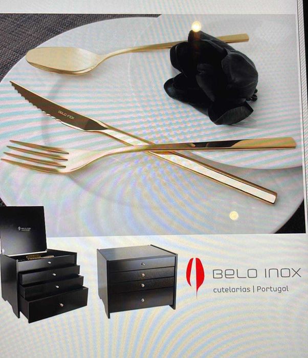 Faqueiro  Dourado BELO INOX BI Nomo Titanium Gold 130 pçs*NOVO*