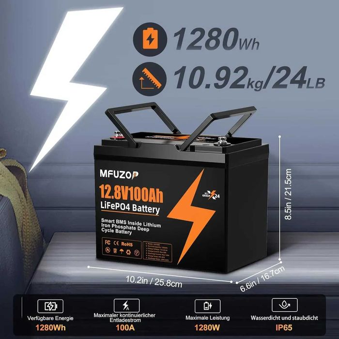 Акумулятори Lifepo4 100ah 12,8v MFUZOP 1280wh нові! В наявності