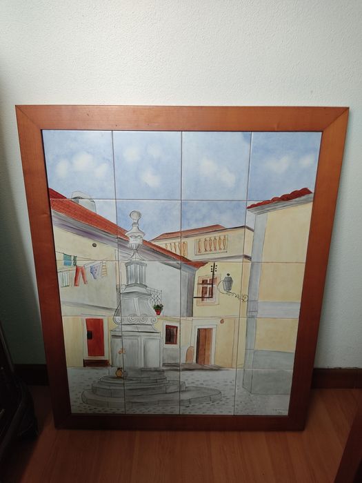 Painel de azulejos pintado á mão.
