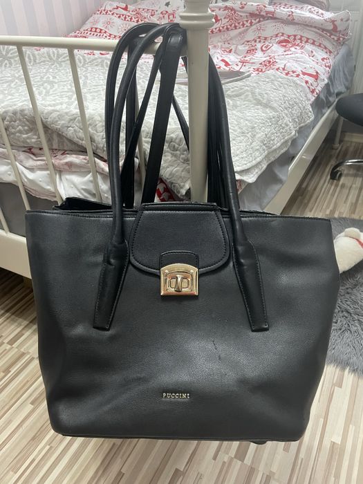 Czarna torebka na ramie tyou shopper puccini