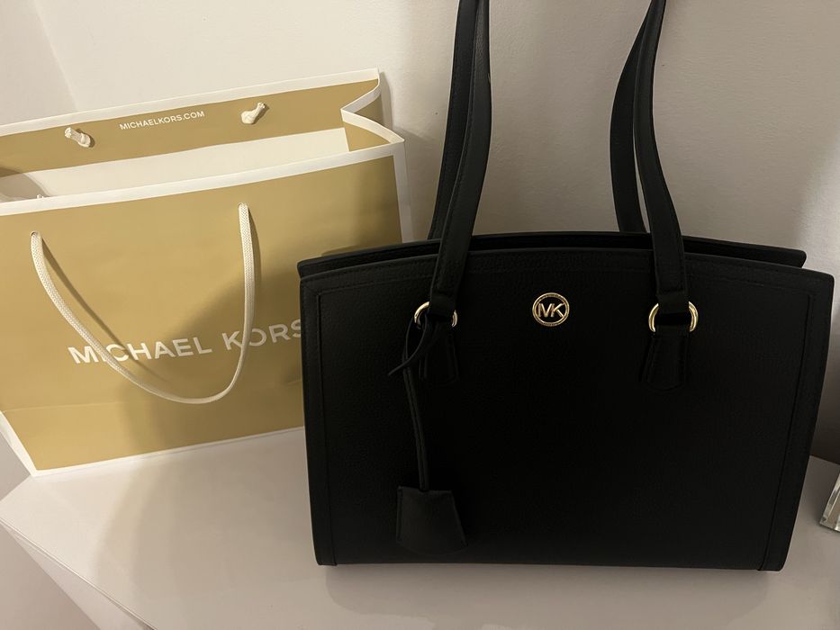 Michael Kors torebka tote bag srednia Chantal ze skóry groszkowej NOWA