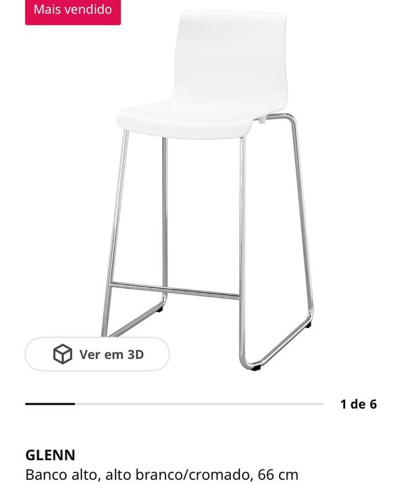 Conjunto de cozinha: Mesa + 2 Cadeira/Banco alto Glenn