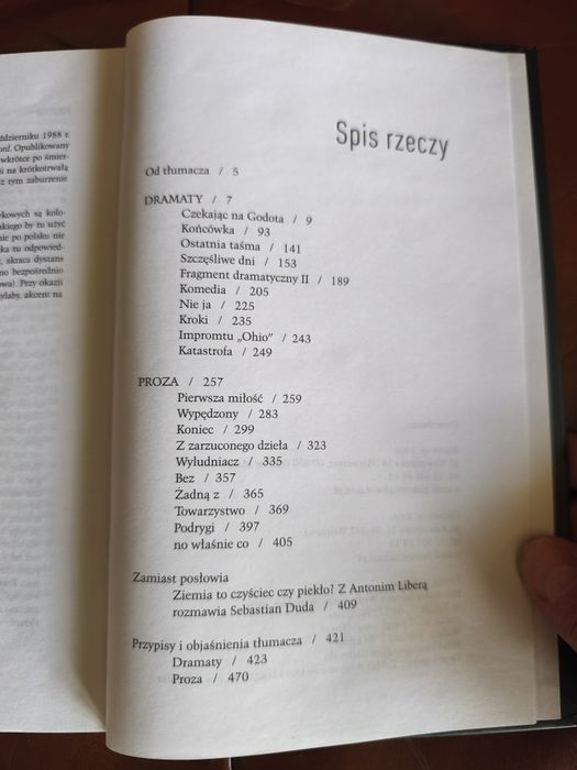 Samuel Beckett. No właśnie co - dramaty i proza.