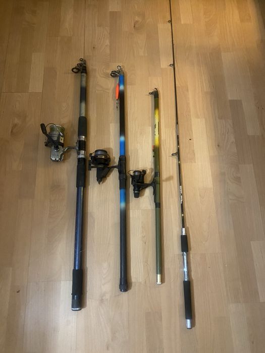Conjunto de 4 canas de pesca