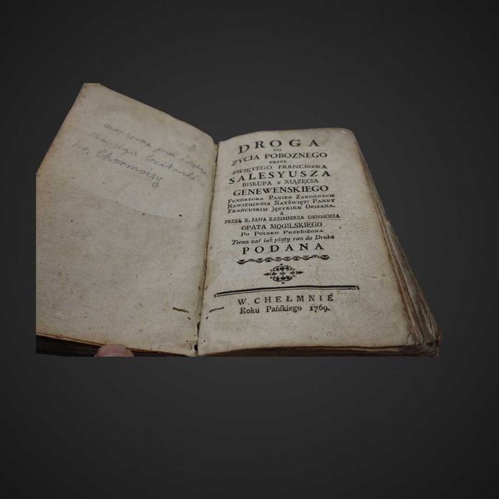 Starodruk z XVIII wieku Droga do życia pobożnego1769 Język polski LK