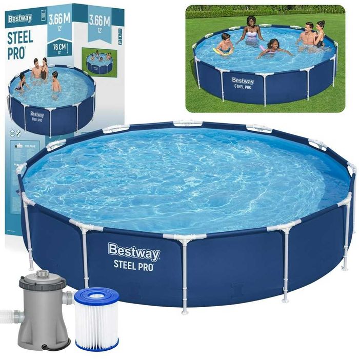 Басейн каркасний Bestway 366x76 см. 6473 л. З НАСОСОМ і фільтром. Новий. Для дому та дачі. Каркасный бассейн