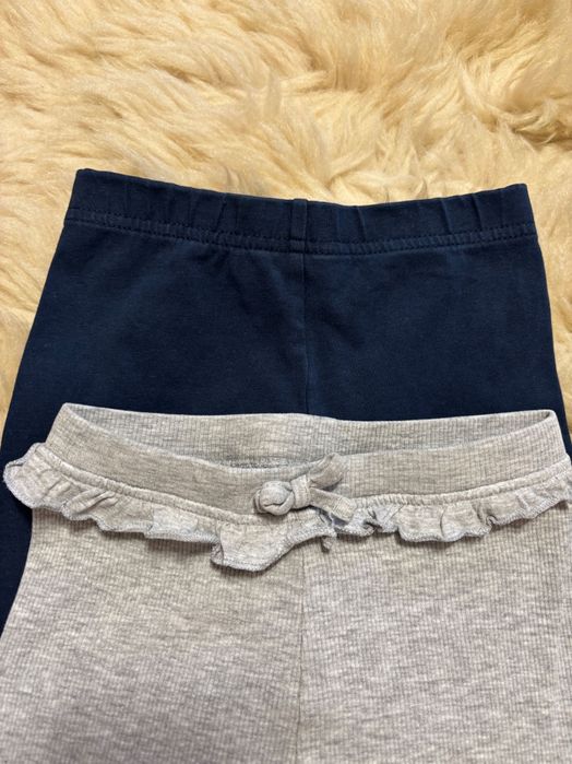 Legginsy długie prążkowane kwiaty falbanki koronka 6 par 92/98
