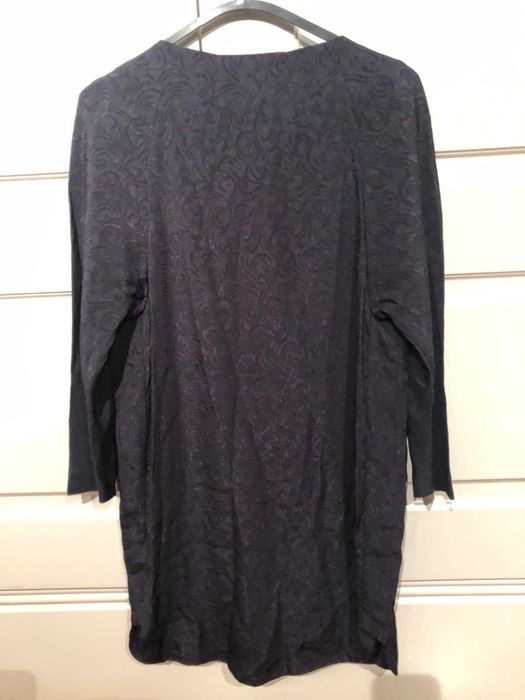 vestido preto em seda estampada marca ZARA XS